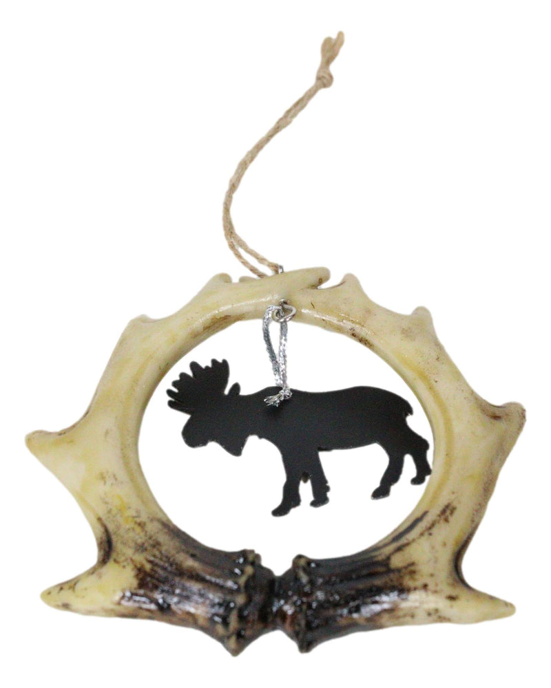 Rustic Western Deer Antlers Emperor Moose Set of 2 Christmas Tree Ornaments