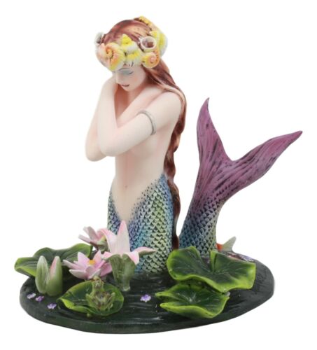 Ebros "Hundred Tears" Sorrowful Mermaid By Koi Fish Moon Pond With Lilies Figurine