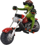 8.5"L Born To Ride Biker Frog Smoking Cigar On Red Chopper Motorcycle Statue