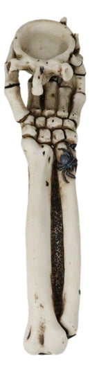 Gothic Spider Skeletal Hand Candle Holder 10"L Bone Hand Votive Holder