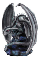 Ebros Grey Silverback Rock Adult Dragon & Egg Hatchling Statue 8"H Anne Stokes