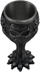 Ebros Metallic Silent Screaming Distorted Skull Face Tall Wine Drink Goblet Chalice