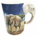 Savanna Habitat Tusked Elephant Gajah 12oz Ceramic Mug Coffee Cup Home & Kitchen