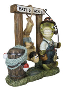 Bait And Tackle Wharf Sea Bass Fish With Fishing Pole Tied Up Fisherman Figurine