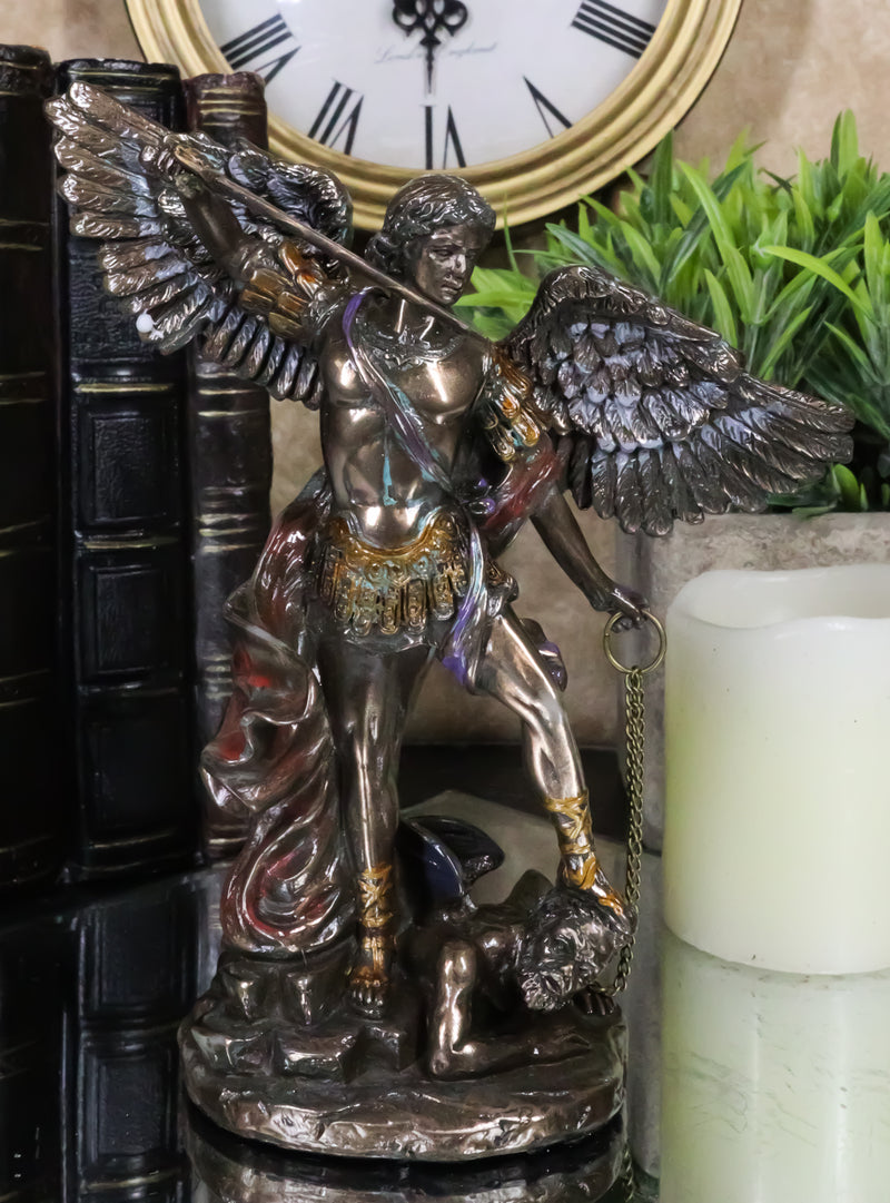 Small Archangel Saint Michael Slaying Devil Satan Under His Feet Figurine 6"H