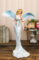 Heavenly Blonde Haired Angel With Spring Floral Blossoms Vine Decorative Statue