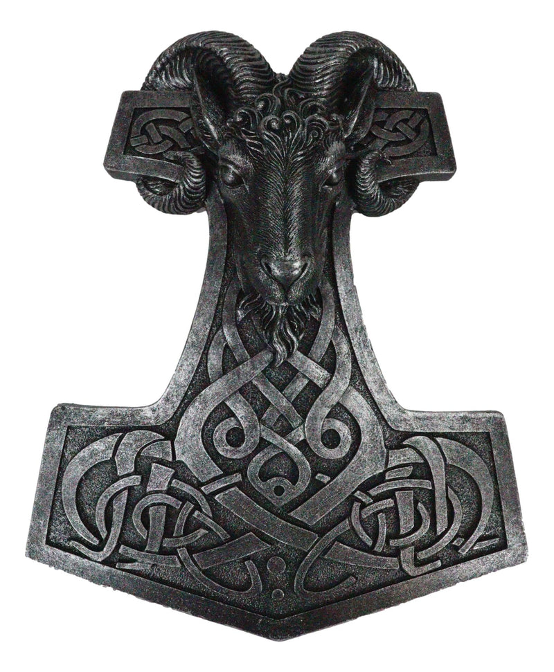Viking Ram Skull God Thor Hammer Mjolnir With Runes Knotwork Wall Deco ...