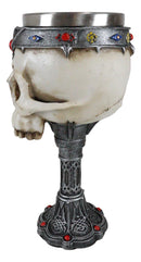 Medieval Cursed Skull With King Crown Diadem Gems Gothic Wine Goblet Chalice Cup