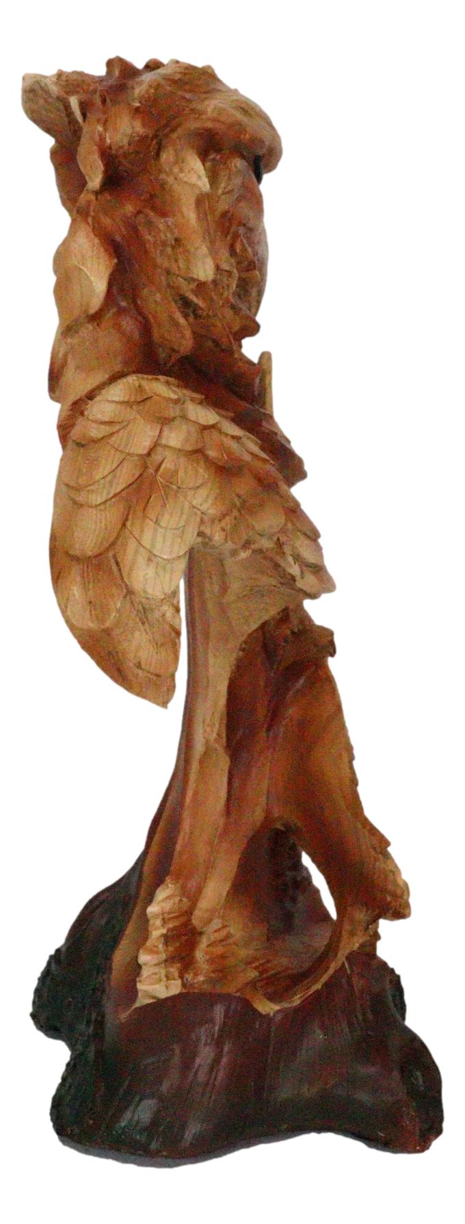 American Pride Bald Eagle Bust With Soaring Eagle Sculpture In Faux Wood Finish