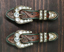 Set Of 8 Western Cowboy Tooled Leather Belt Buckle Rhinestones Cabinet Bar Pulls