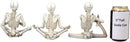 Ebros Set of 3 Whimsical Namaste Meditating Yoga Skeletons Trio Figurines 5.5" Tall