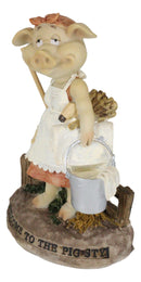 Welcome to The Pigsty Whimsical Cinderella Pig Carrying A Pail and Mop Figurine