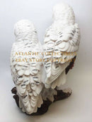 Woodlands Night Watch White Snow Owls Perching on Tree Branch Figurine Set of 2