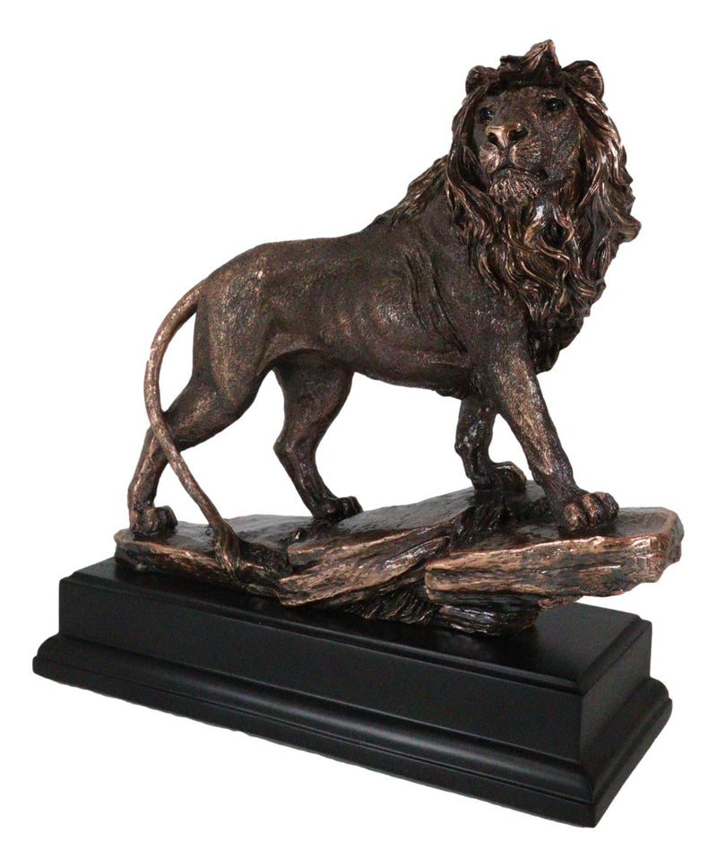 King Of The Jungle African Lion On Pride Rock Bronze Electroplated Figurine