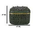 Faux Crocodile Pattern Textured Green Hide Print Decorative Jewelry Trinket Box