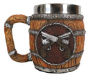 Rustic Western Crossed Dual Revolver Pistol Guns In Faux Wood Bourbon Barrel Mug