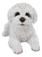 Realistic Adorable White Bichon Frise Puppy Dog Lying On Belly Pet Pal Figurine