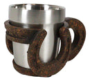 Rustic Western Cowboy Rust Finished Lucky Horseshoes Standard Coffee Mug 8oz