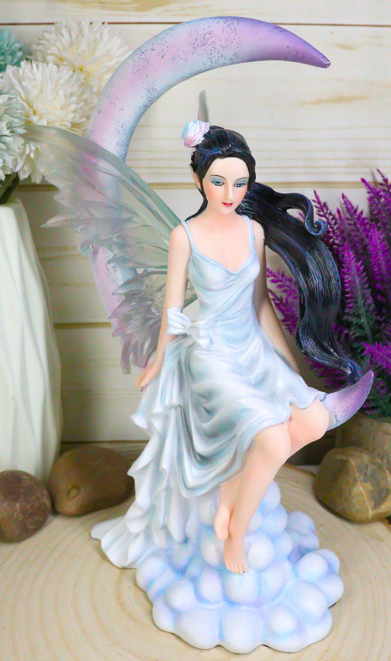 Large Celestial Crescent Moon Air Elemental Fairy Statue 11"H By Nene Thomas