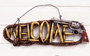 Rustic Western Revolver Pistol Ropes and Ammo Shells Welcome Wall Sign Decor