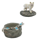 Small Moon Albino White Wolf Rounded Jewelry Box Figurine Decor Set of 4