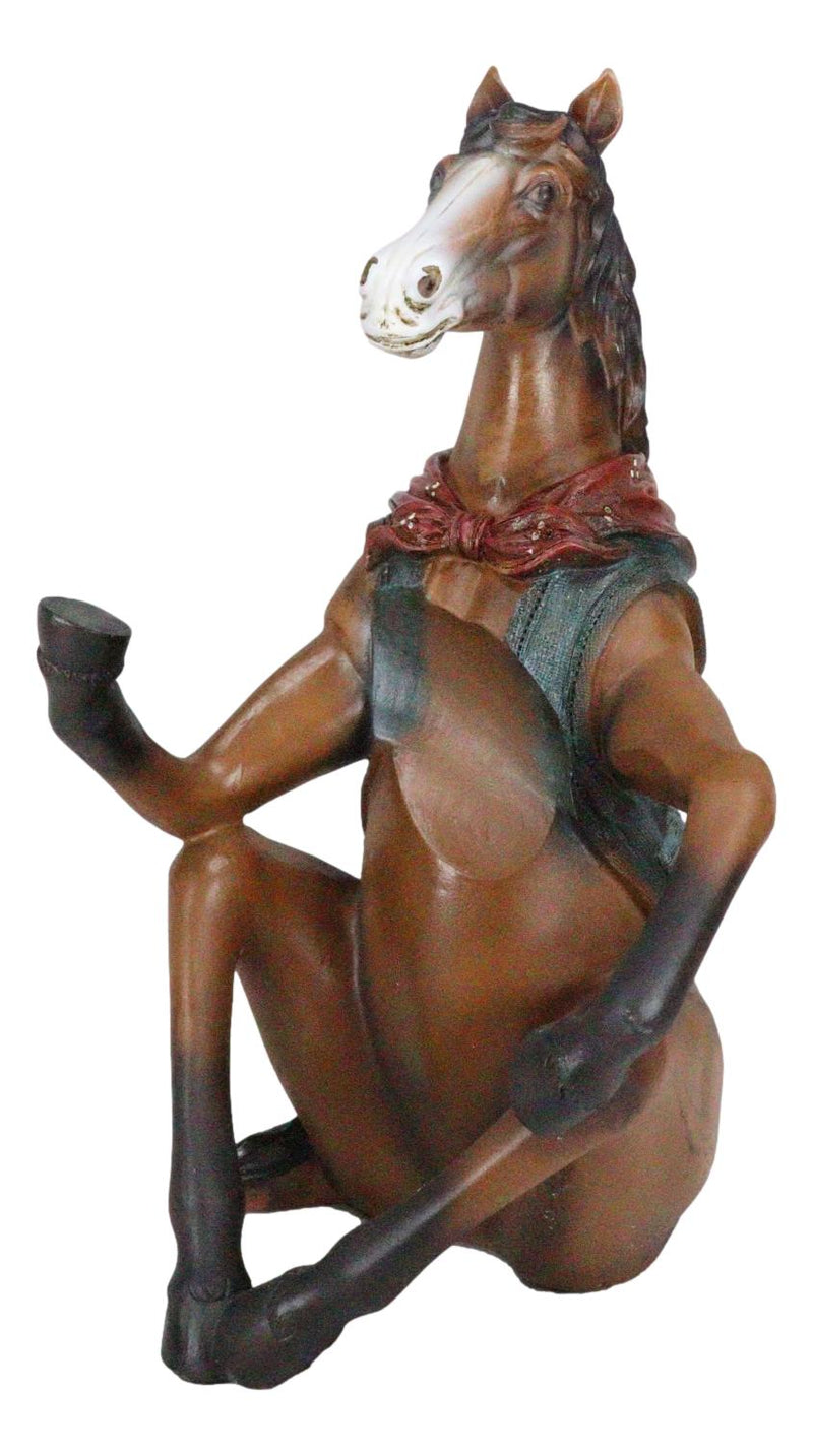 Wild West Western Cowboy Sitting Brown Horse with Red Scarf Wine Bottle Holder