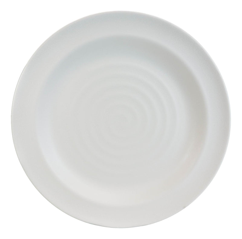 Pack Of 6 Contemporary Irregular Ridged Matte White Melamine Large Dinner Plates