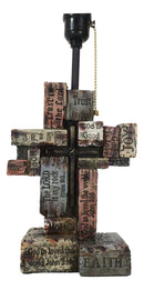 Rustic Western Christian Bible Scriptures Faith Hope Love Grace Cross Table Lamp