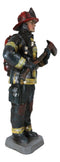 Fire Fighter Fireman In Bunker Gear Suit And Air Tank Holding an Axe Figurine