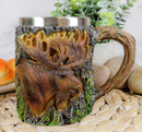 Ebros Emperor Woodland Bull Moose Mug Textured With Rustic Tree Bark Design 12oz