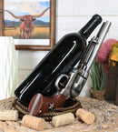 Country Western Cowboy Six Shooter Gun Pistols Horseshoe And Ropes Wine Holder