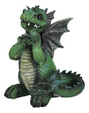 Fantasy Whimsical Adorable Cheering Green Dinosaur Dragon Collectible Figurine