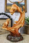 African Savannah Jungle Panther Leopard And Cub Faux Wood Carving Scene Figurine