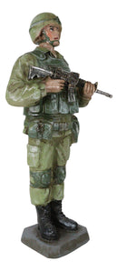 Military Battlefield Marine Army Soldier Standing On Guard With Rifle Figurine