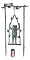 Ebros Gift 36" Tall Aluminum Metal Whimsical Acrobatic Stunt Frog On Vine Swing Garden Stake Statue 'Child's Play' Patio Pool Pond Lawn Frogs Decorative Sculpture Accent