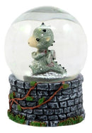 Small Collectible Whimsical Sulky Baby Dragon Water Globe Figurine With Glitters