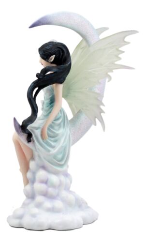 Large Celestial Crescent Moon Air Elemental Fairy Statue 11"H By Nene Thomas