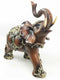 Feng Shui Wood Finished Resin Majestic Asian Elephant With Trunk Up Figurine