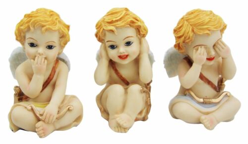 Set of Three See Hear Speak No Evil Wise Cupid Angel Babies Figurine Set Decor