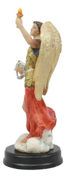 Catholic Church Archangel Saint Uriel With Holy Spirit Torch Statue With Base