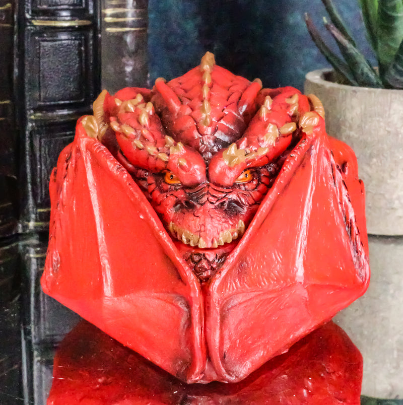 Awaken The Dragon Hibernating Red Drake Small Stash Decorative Box Figurine