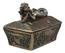 Beautiful Mermaid Resting On Sunken Treasure Chest Trinket Jewelry Box Figurine