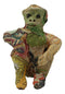 Sitting Jungle Monkey Hand Crafted Paper Mache In Colorful Sari Fabric Figurine