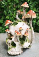 Day Of The Dead Toadstool Mushrooms And Moss Fungi Gothic Skull Figurine