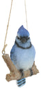 Home Garden Hanging Blue Jay Passerine Bird Perching on Branch Figurine Decor