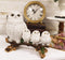 Ebros White Owl Perching On Tree Branch With 3 Baby Owlets Statue 10.25" Wide