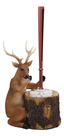 Ebros Rustic Wildlife Animal Stinky Potion Toilet Brush & Tree Stump Base Holder