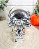 Chrome Silver Electroplated Jointed Human Skull Small Ossuary Macabre Figurine