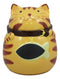 Ceramic Feline Orange Tabby Fat Cat With Giant Fish Belly Cookie Jar 7.25"Tall