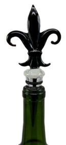 Ebros Silver Color Acrylic French Fleur De Lis Wine Bottle Stopper Topper W/ Cork Bar